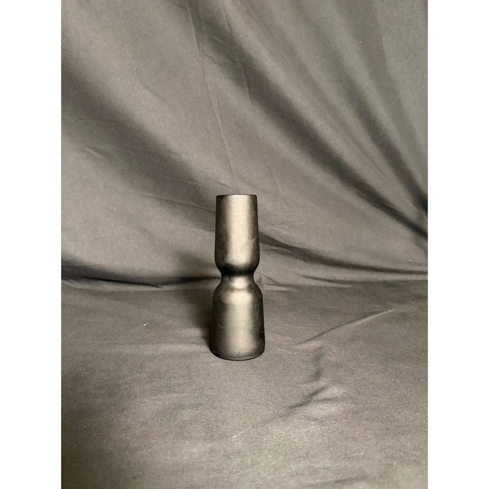 Carlo Moretti Murano Glass Vase Medium Black Excellent Matte Hourglass